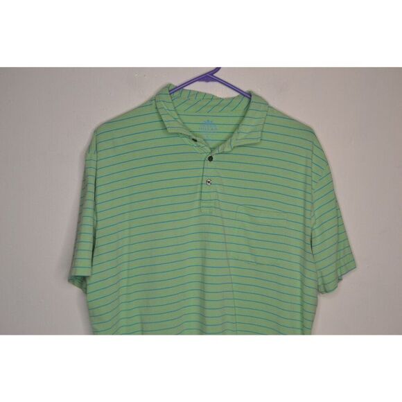 Peter Millar Men's Large Green Striped Golf Polo Shirt -READ - Picture 2 of 10